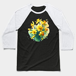 Daffodil Delight Spring Bloom Illustration Baseball T-Shirt